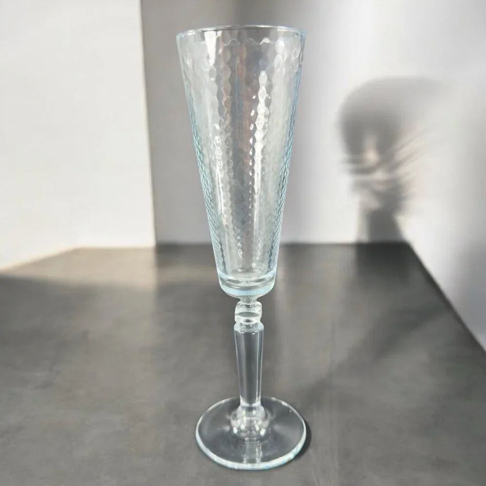 Champagne Flutes Crystal Glasses Honeycomb Pattern Set 2 Drinking‎ Glasses Cups